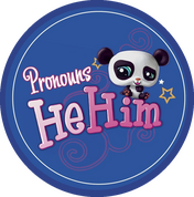 The Littlest Pet Shop logo, with "Littlest Pet Shop" changed to "Pronouns: He Him."